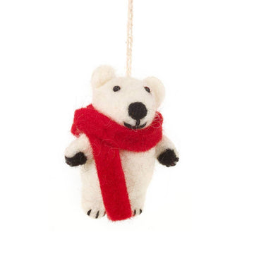 Polar Bear with Scarf Hanging Decoration