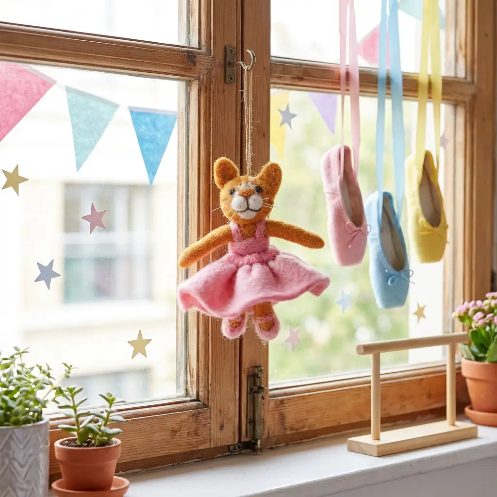 Felt Dancing Cat Ornament