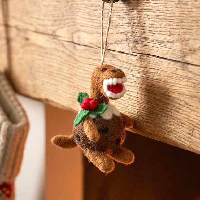 Felt T-Rex Pudding Hanging Decoration