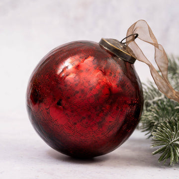 Wine Crackle Glass Ornament - Four Inch