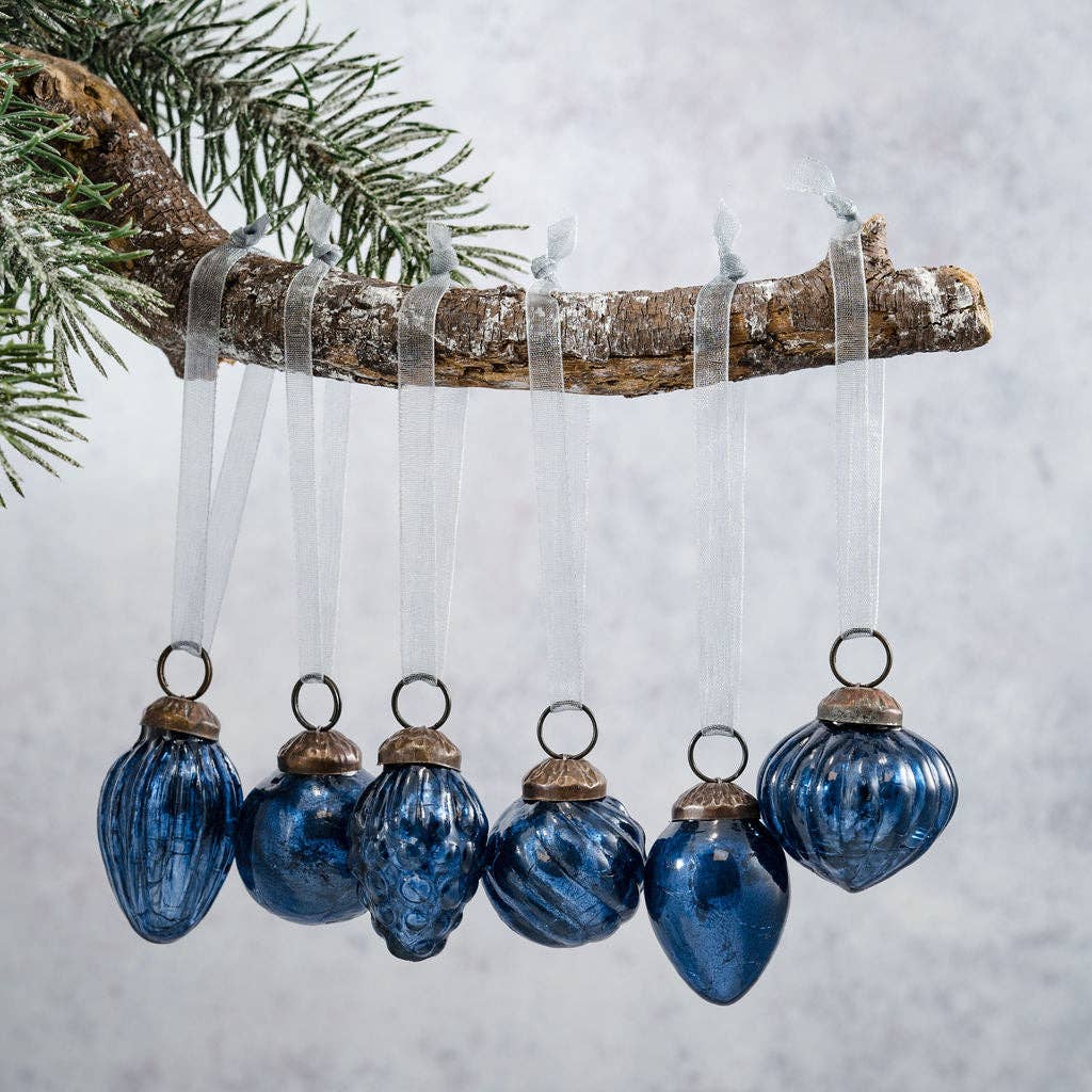 Navy Crackle Glass Ornament - One Inch (Assorted)