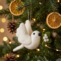 Felt Mistletoe Dove Hanging Decoration