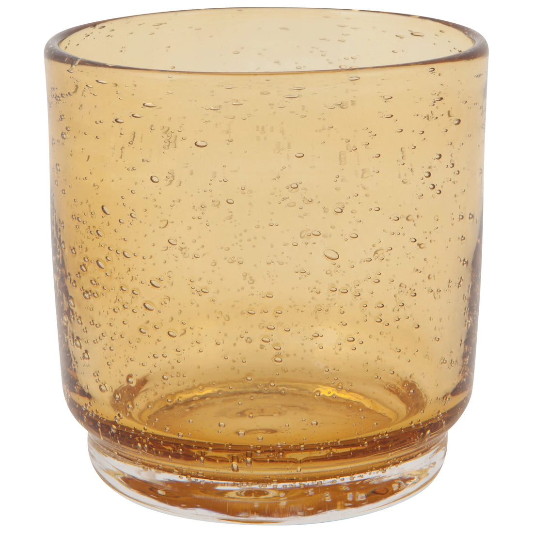 Amber Bubble Glass Lowball Tumbler