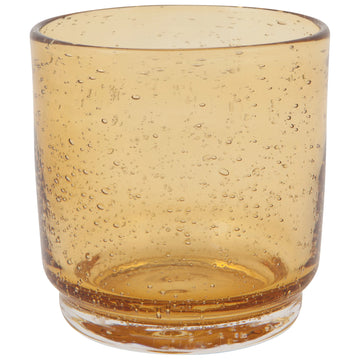 Amber Bubble Glass Lowball Tumbler