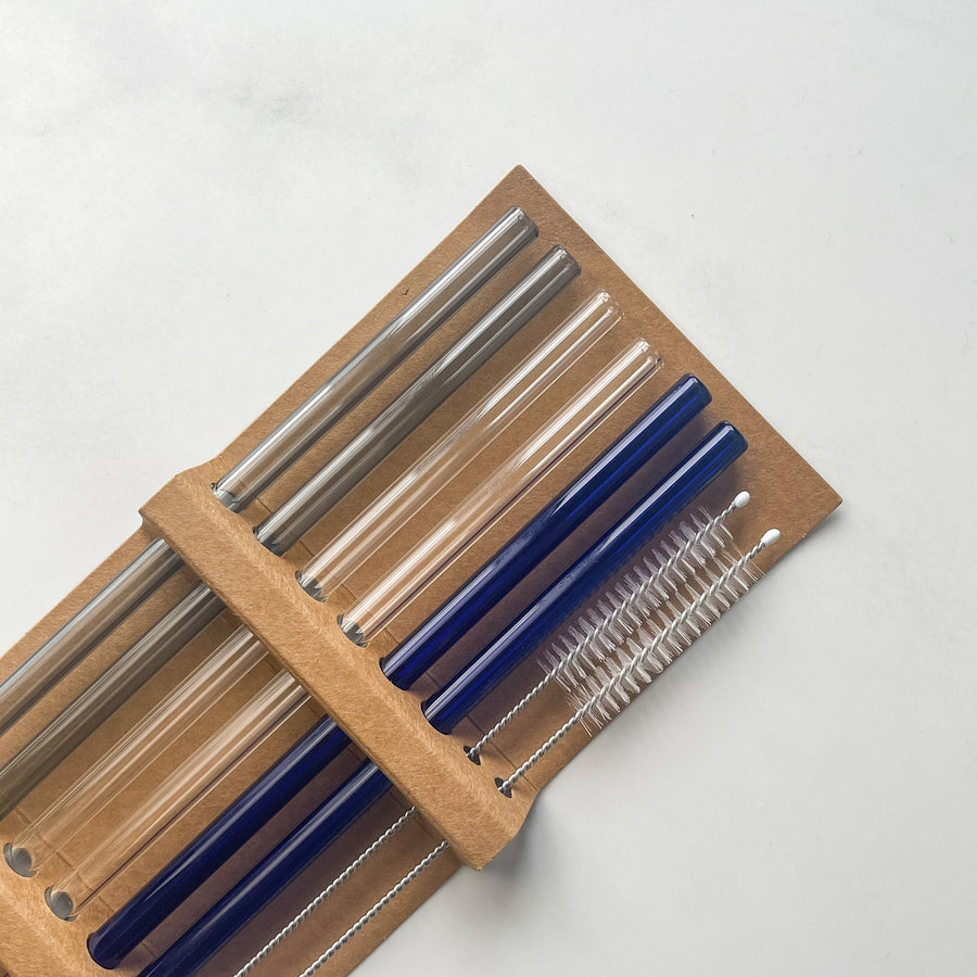 Multi-Coloured Glass Straws, Set of Six